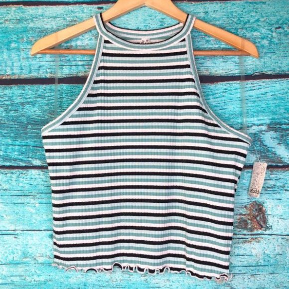 Mudd Tops - Mudd Striped Halter Cropped Tank Top NWT